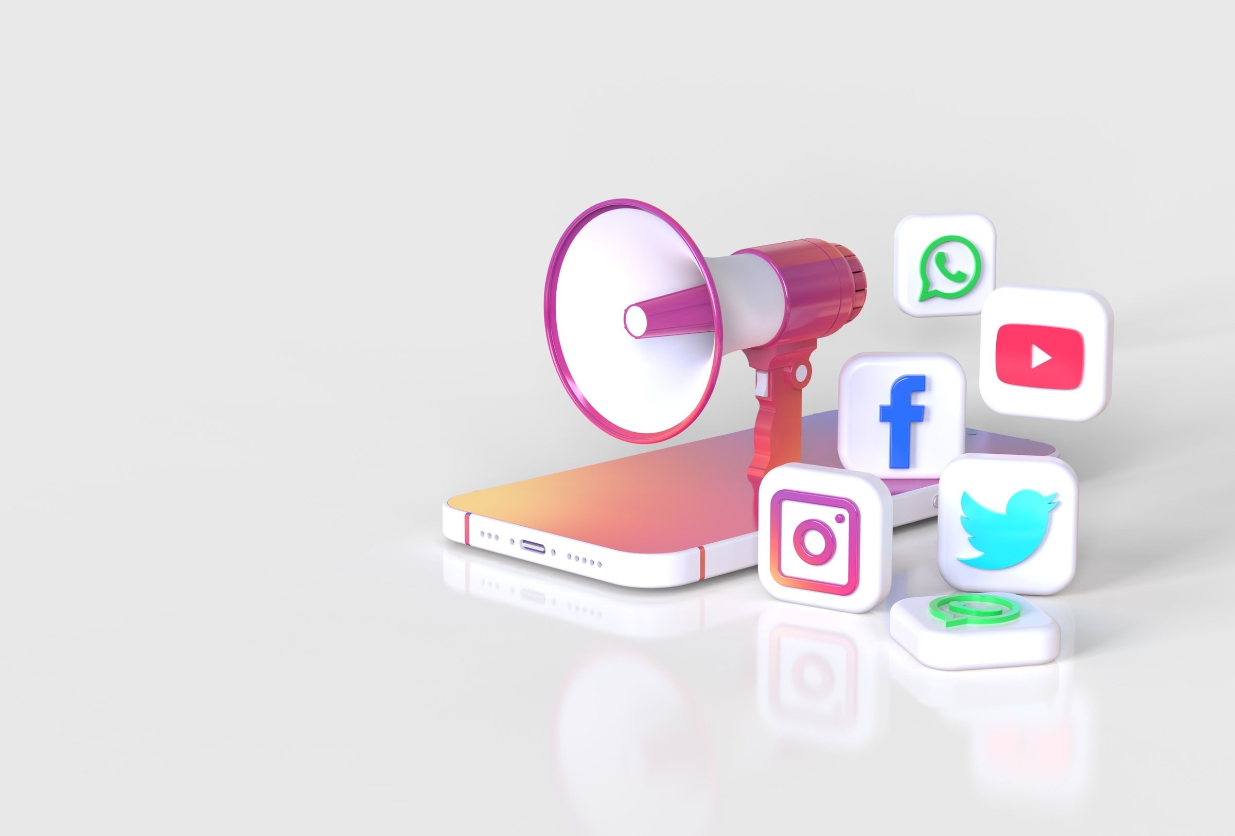 Social media marketing concept in realistic 3D rendering Social media marketing concept in realistic 3D rendering
