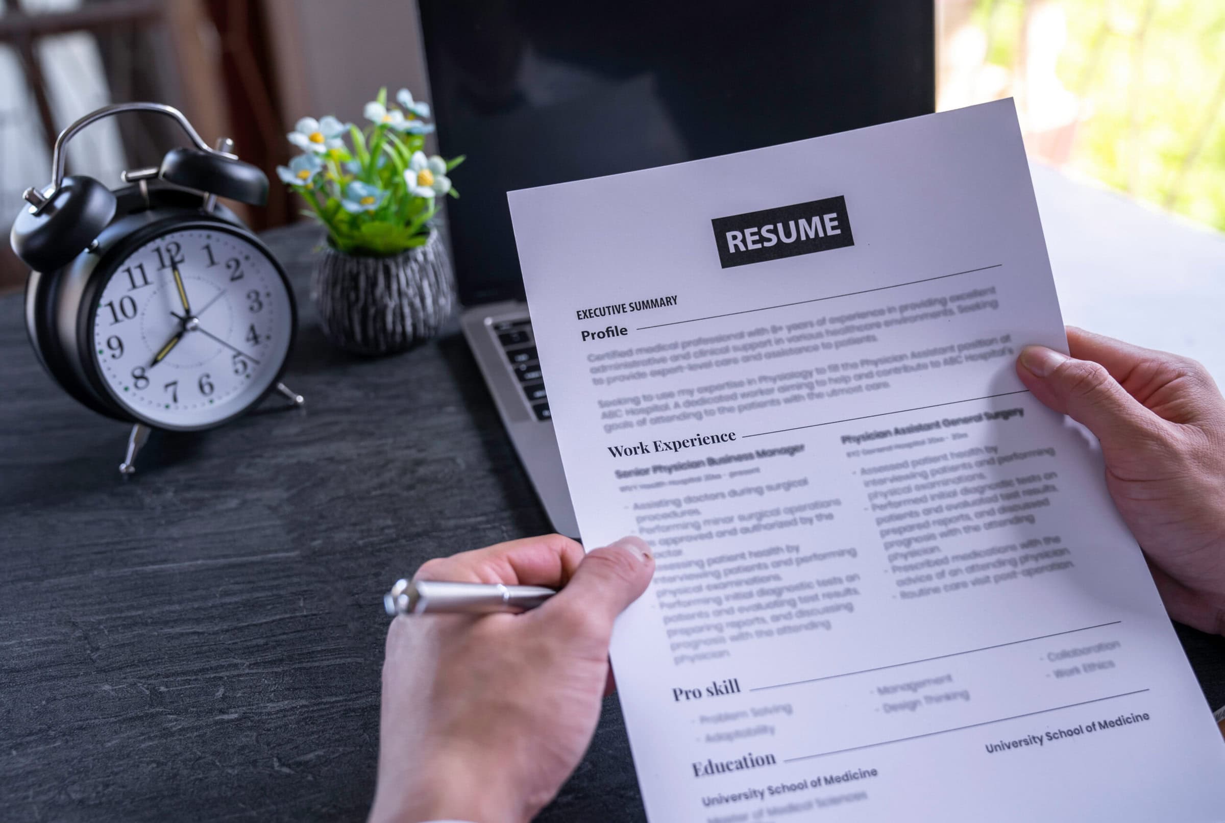 business man reading and prepare resume to submit job application online, head of HR checking resume on job applicants resume, resume job application form ideas