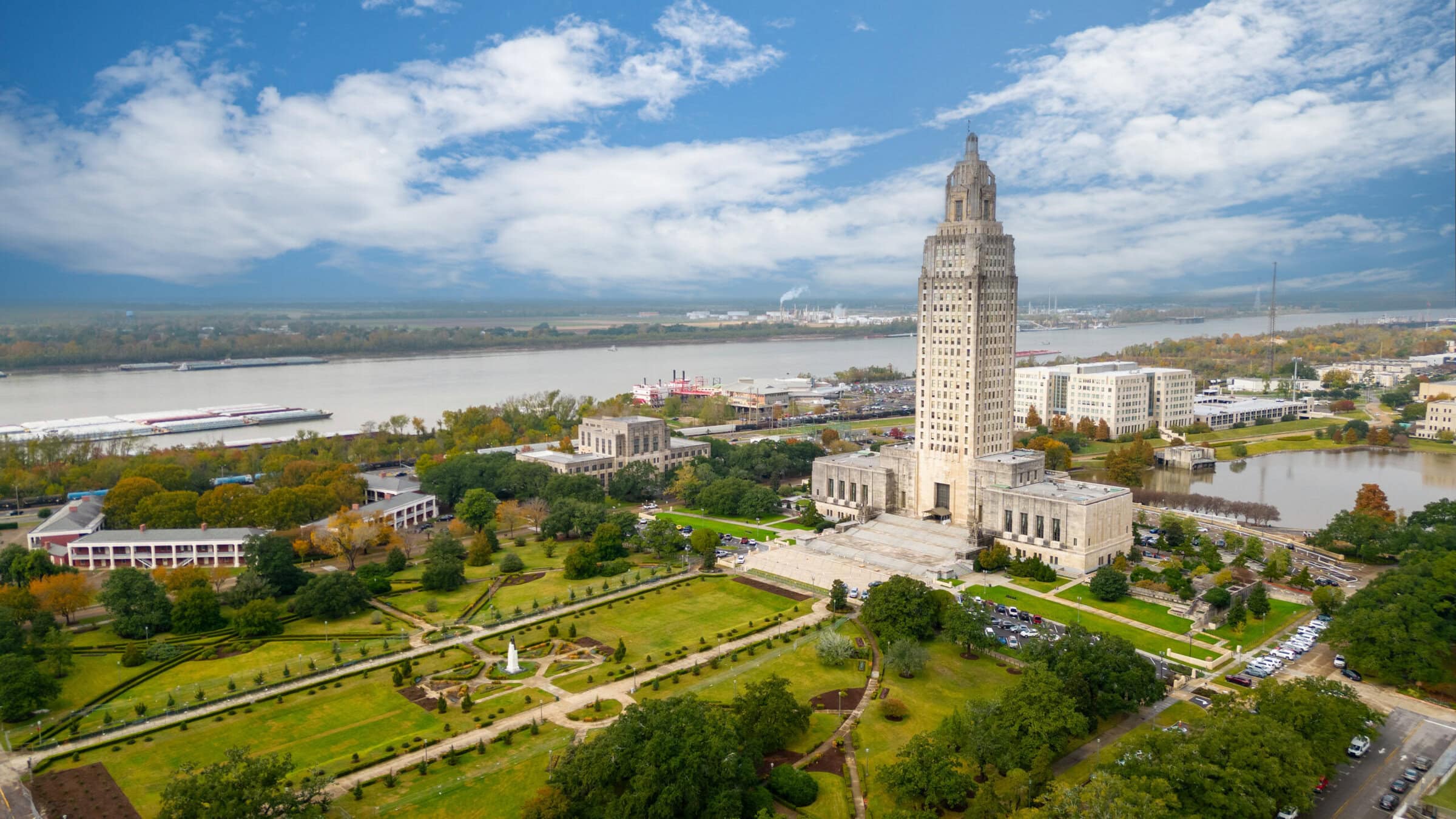Baton Rouge, LA - December 1, 2023: The Louisiana State Capitol Building in Downtown Baton Rouge