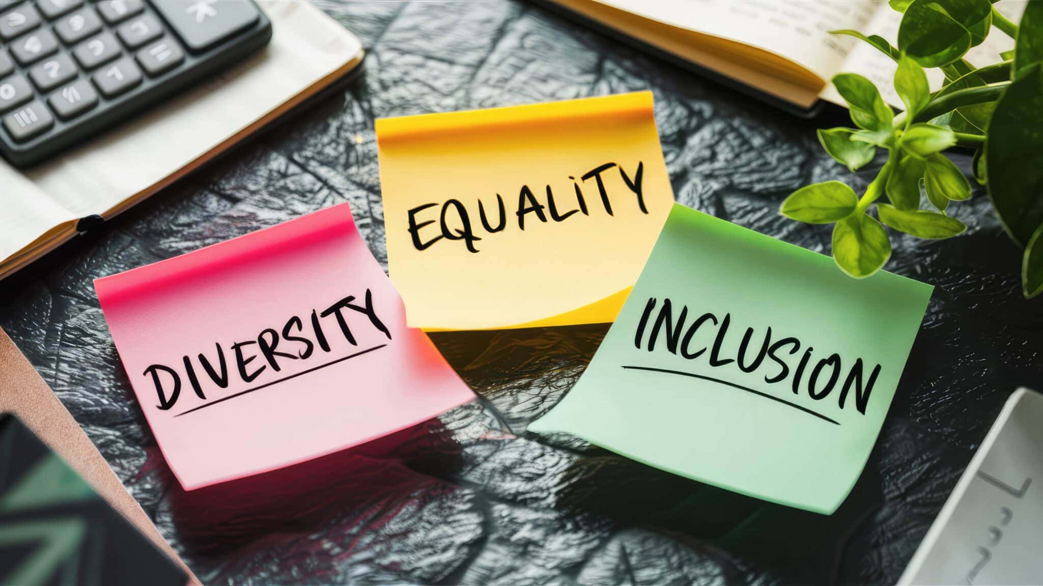 Corporate, Professional Workplace, Diversity, Equality, Inclusion Sticky Notes, Culture Corporate Diversity, Equality, and Inclusion Sticky Notes. High quality illustration