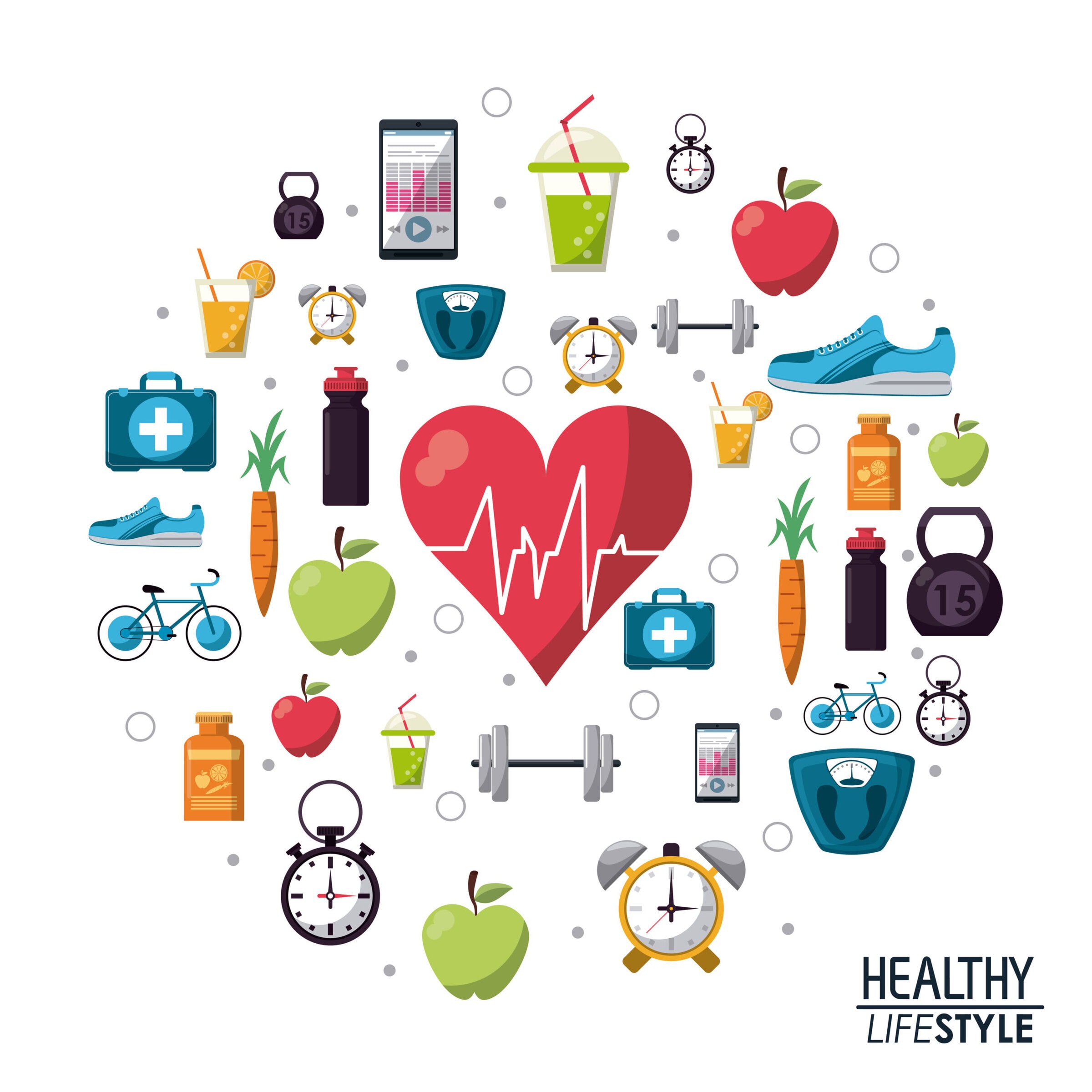 color poster elements sport healthy lifestyle icons vector illustration